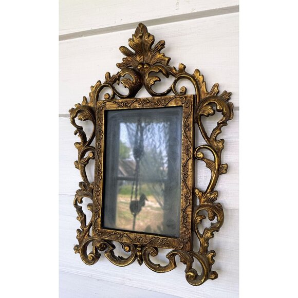 Antique Art Nouveau Ornate Brass Gold Easel/hanging Frame Leaf Scrolling - Picture 12 of 16